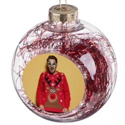 8cm Plastic Christmas Ball Ornament w/ Red String (Clear 8cm Plastic Christmas Ball Ornament w/ Red String (Clear