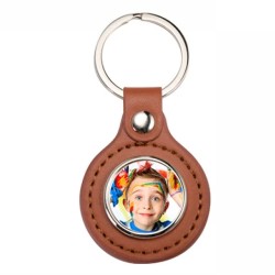 PU Round Key Chain (Brown PU Round Key Chain (Brown