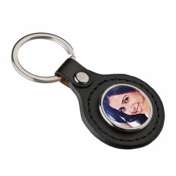 PU Round Key Chain black PU Round Key Chain black