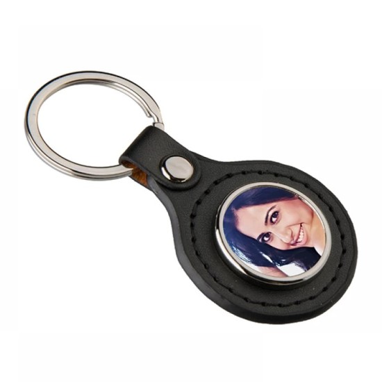 PU Round Key Chain  black (YA106)