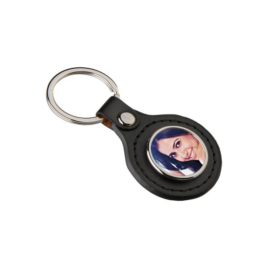 PU Round Key Chain  black (YA106)