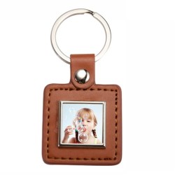 PU Square Key Chain (Brown PU Square Key Chain (Brown