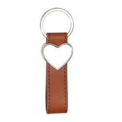 Strip PU Heart Key Chain (Brown Strip PU Heart Key Chain (Brown