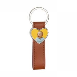 Strip PU Heart Key Chain (Brown Strip PU Heart Key Chain (Brown