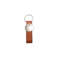 Strip PU Round Key Chain (Brown Strip PU Round Key Chain (Brown