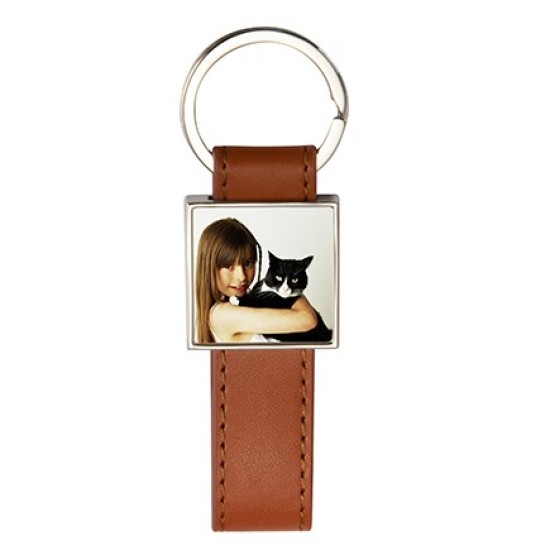 Strip PU Square Key Chain (Brown) (YA112-BR)  