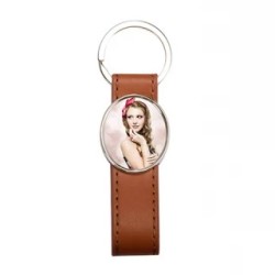 Strip PU Oval Key Chain (Brown(YA113-BR) Strip PU Oval Key Chain (Brown(YA113-BR)
