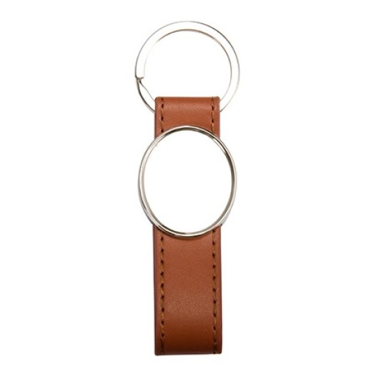 Strip PU Oval Key Chain (Brown) (YA113-BR) 