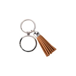 Key Round Chain w/ Short Tassel Brown