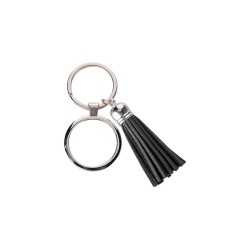 Key Chain Round w/ Short Tassel Black