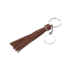 Key Chain Round w/ Long Tassel Brown