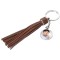 Key Chain Round w/ Long Tassel Brown