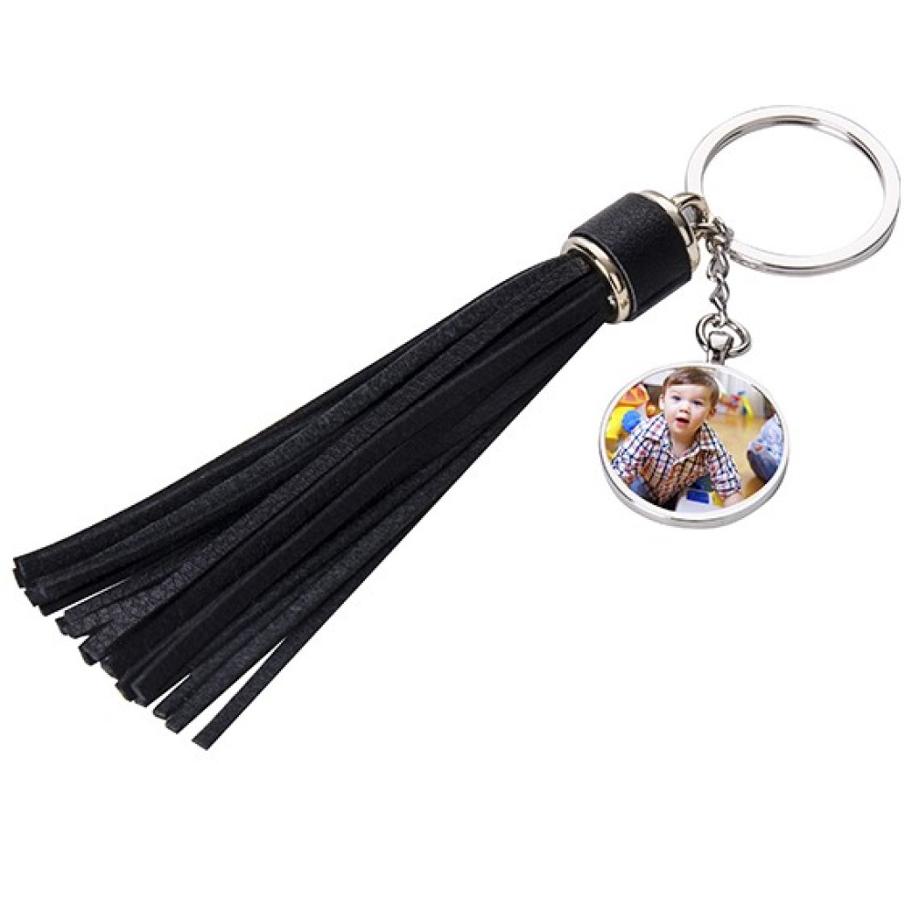 Rounded Key Chain Black Round Key Chain with Long Tassel | Accessory