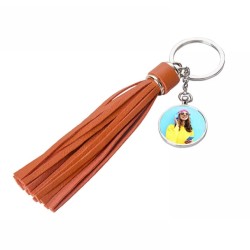 Round Key Chain w/ Long Tassel (Orange Round Key Chain w/ Long Tassel (Orange