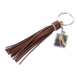 Square Key Chain w/ Long Tassel (Brown Square Key Chain w/ Long Tassel (Brown