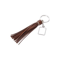 Square Key Chain w/ Long Tassel (Brown Square Key Chain w/ Long Tassel (Brown