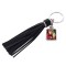 Square Key Chain w/ Long Tassel (Black