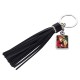 Square Key Chain w/ Long Tassel (Black) (YA120F-K) 