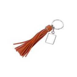 Square Key Chain w/ Long Tassel (Orange Square Key Chain w/ Long Tassel (Orange