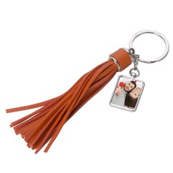 Square Key Chain w/ Long Tassel (Orange Square Key Chain w/ Long Tassel (Orange