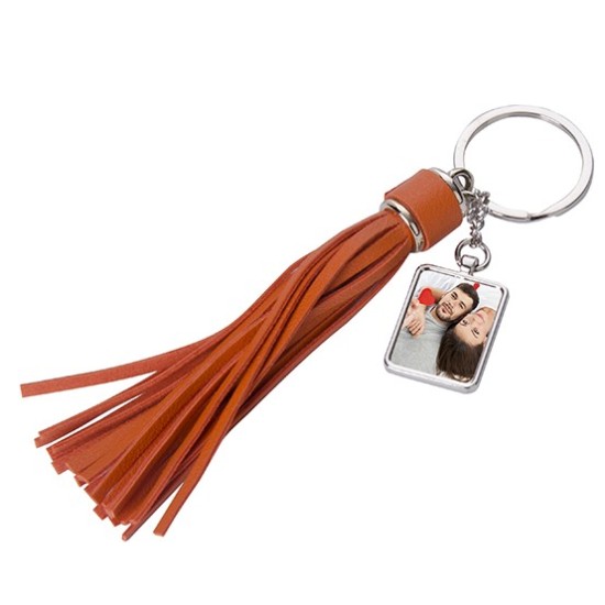 Square Key Chain w/ Long Tassel (Orange)  (YA120F-O) 