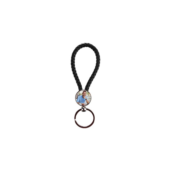 Round Braided Key Chain Black