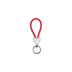 Heart Braided Key Chain Red