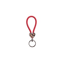 Heart Braided Key Chain Red