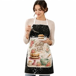 Blank Faux Bleach Linen Apron Black (TD-WQAD7072BK)