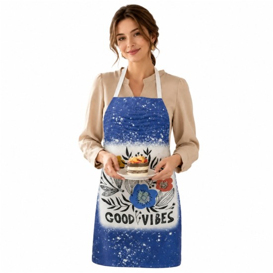Blank Faux Bleach Linen Apron Blue (TD-WQAD7072BL)