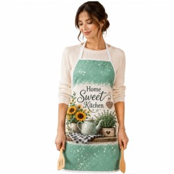 Blank Faux Bleach Linen Apron Green (TD-WQAD7072GR)