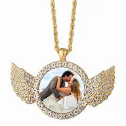 Rhinestone Angel Wing Necklace Gold Rhinestone Angel Wing Necklace Gold