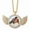 Rhinestone Angel Wing Necklace Gold