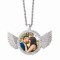 Rhinestone Angel Wing Necklace Silver