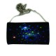 P/U LEATHER EEL SKIN CLUTCH BAG (w/ Removable Chain Strap) (BLACK)  I-3