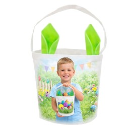 Green Easter Basket with Bunny Ears