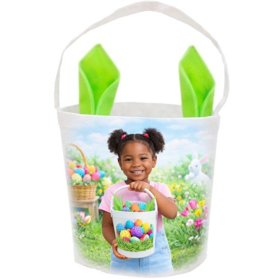 Green Easter Basket with Bunny Ears
