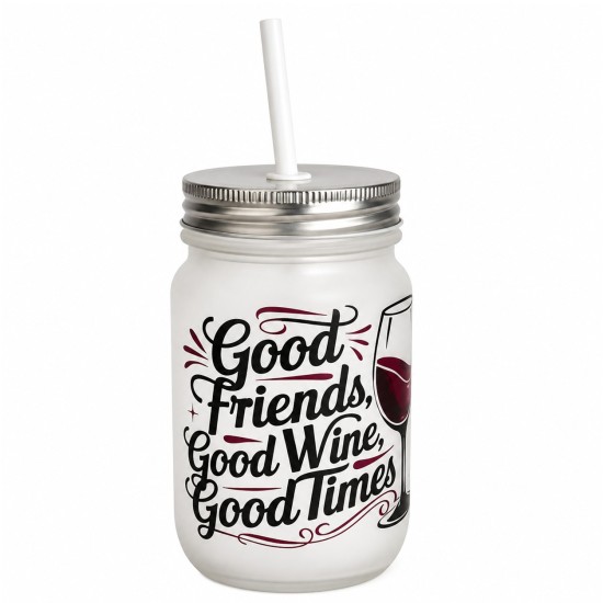 12oz Frosted Sublimation Mason Jar with Lid and Straw