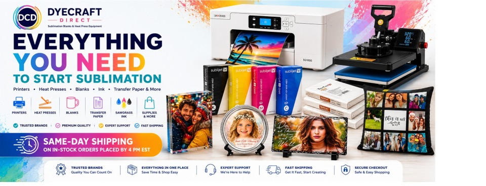 Everything You Need to Start Sublimation – Printers, Heat Presses, Blanks, Sawgrass Ink and Transfer Paper