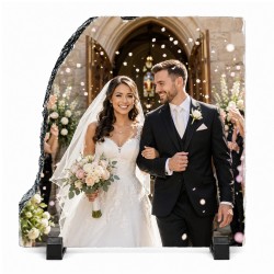 Sublimation Blank Gloss Slate – Left Contour Photo Rock 7.8" x 7.8" (SBBH76)