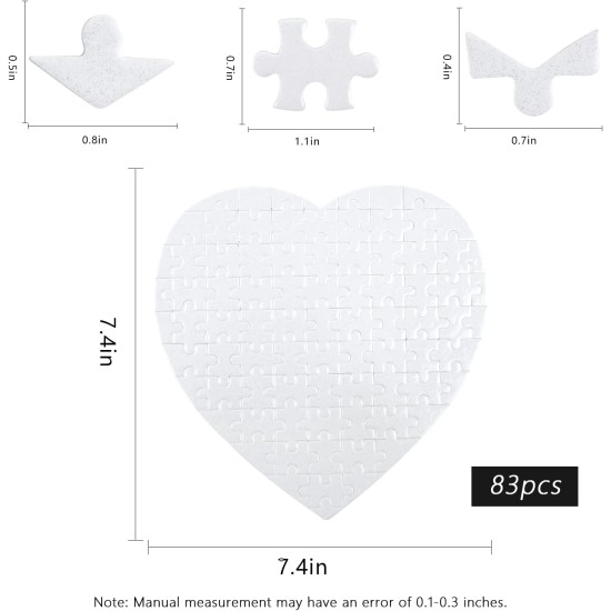 Glossy White Heart Sublimation 83pc Puzzle